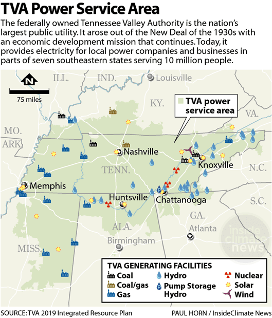 The TVA Kentucky Dam Visitor Center has a large map that showed the interconnected waterways that service the Tennessee River Valley. This map included icons that relate to electricity generation and its various methods.